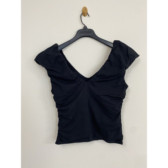 J. Crew J.Crew Ruched V Neck Top Shirt Stretch Cotton Blend NWT Size S Small - Picture 3 of 8